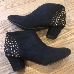 Black and gold studded booties